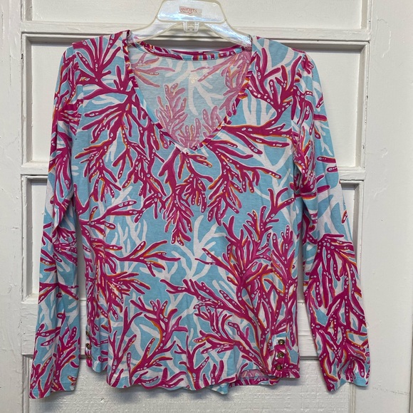 Lilly Pulitzer Nellie long sleeves breakwater escape top women’s size Small - Picture 2 of 11